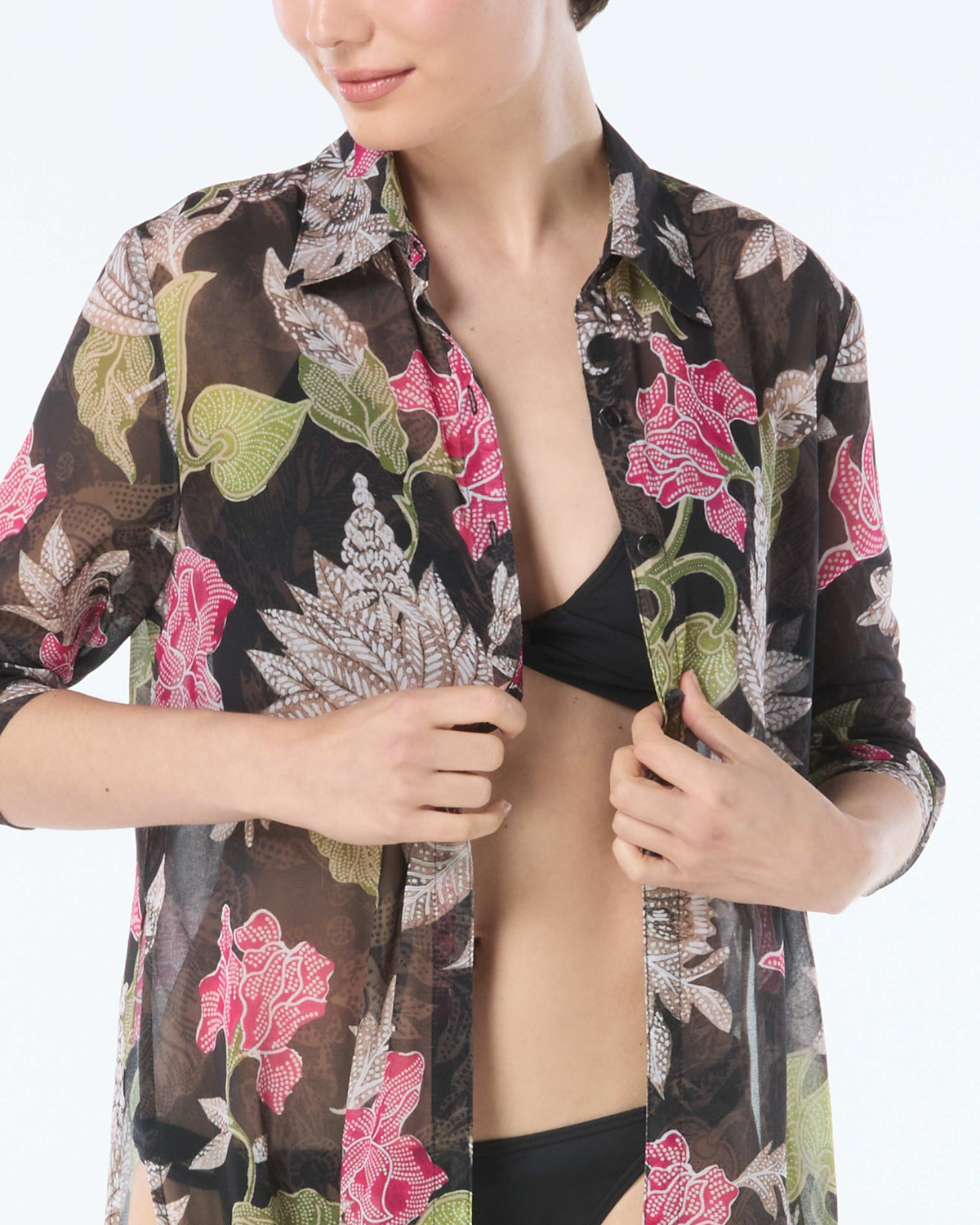 2025 Carmen Marc Valvo Samara Bloom Convertible Shirt Cover Up - C6n864