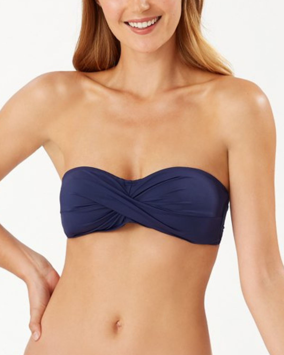 2025 Tommy Bahama Pearl Solids Twist Front Bandeau Bikini Top - Tsw31006t