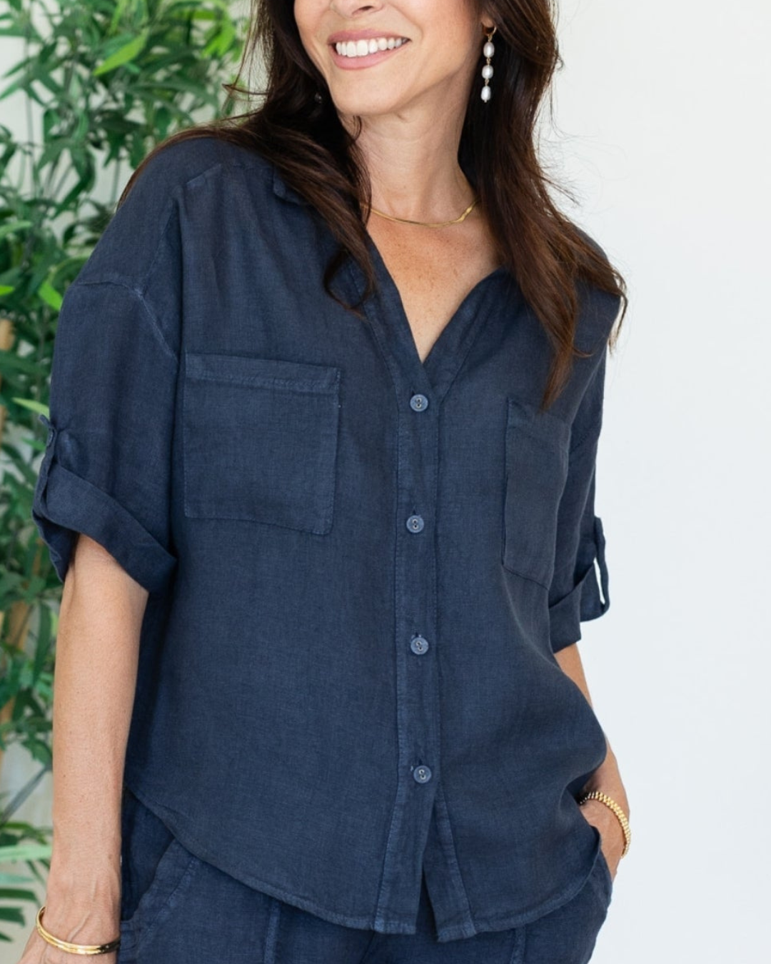 Splendid Iris Linen Camp Shirt - 21-227