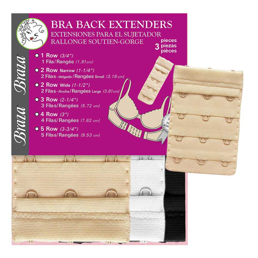 Braza 3 Hook Bra Extenders - 3 PC - Assorted - 50423