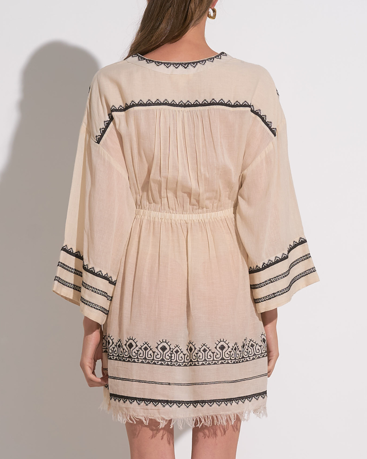 2025 Elan Embroidered V Neck Dress - EC50124