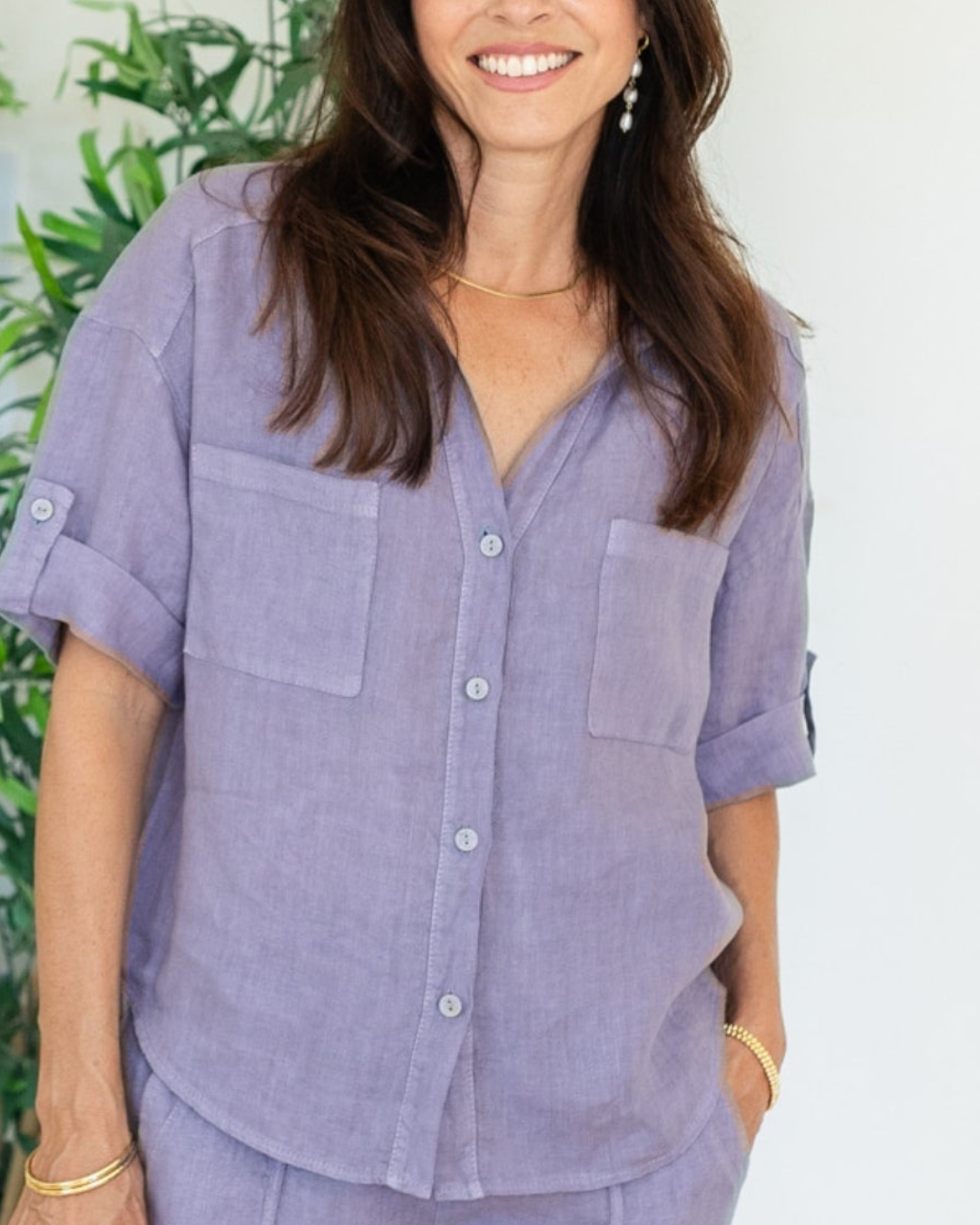Splendid Iris Linen Camp Shirt - 21-227