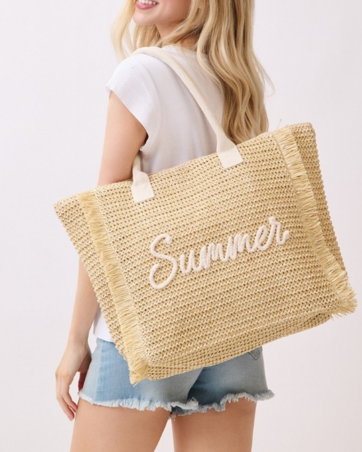 Fame Straw Braided Summer Tote Bag (More Colors Available) - MB0326
