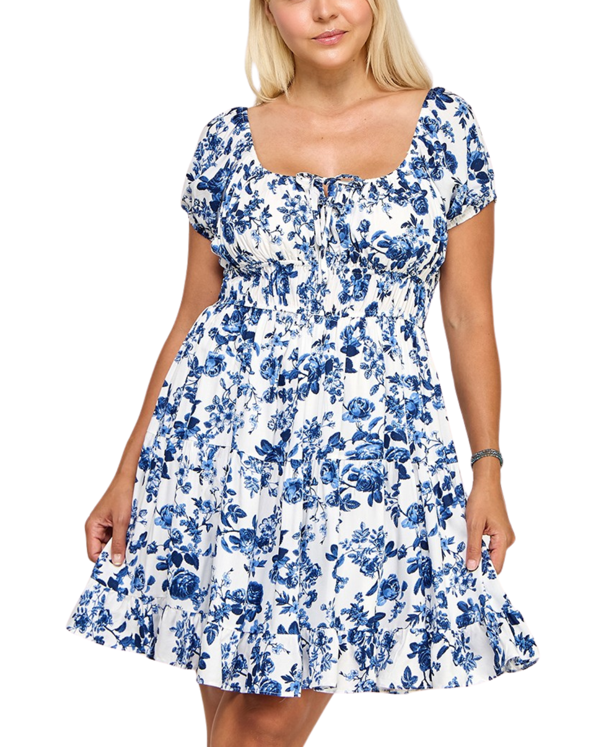 Blush BJ Plus Smocked Floral Puff Sleeve Mini Dress - D5219X-5