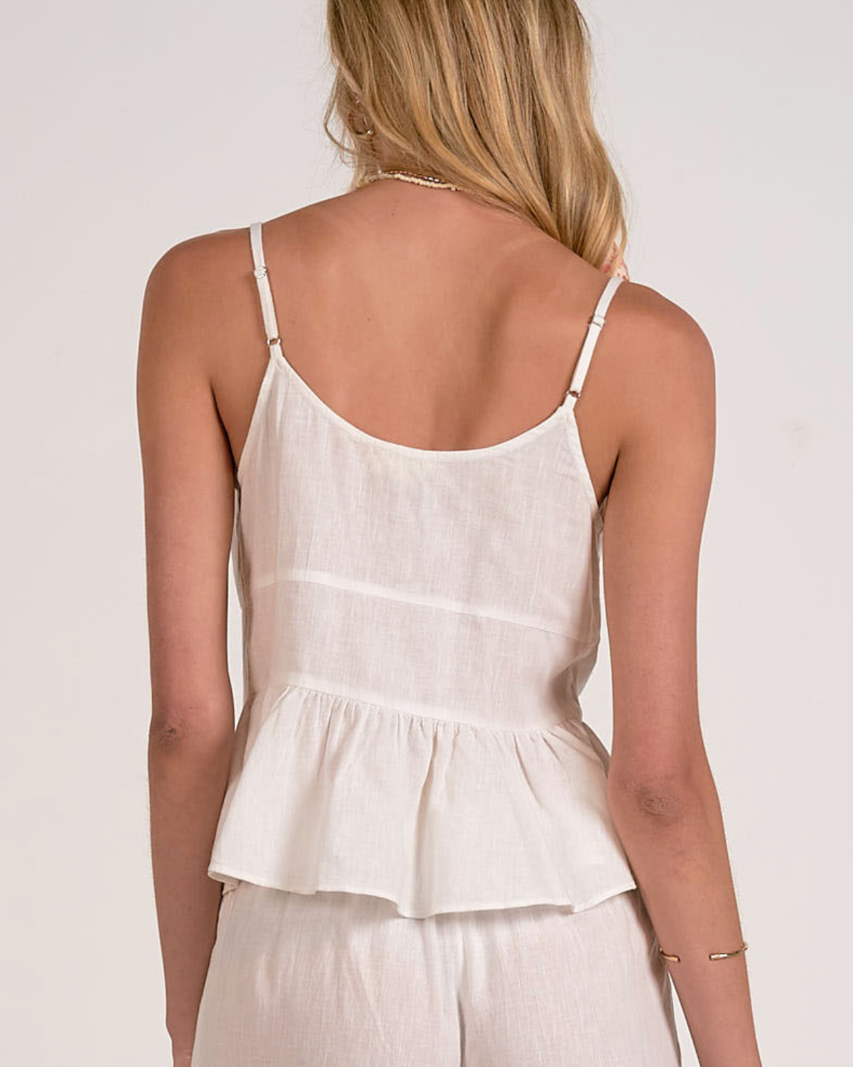 Elan Ruffle Tie Front Peplum Cami (More Colors Available) - Tl11675