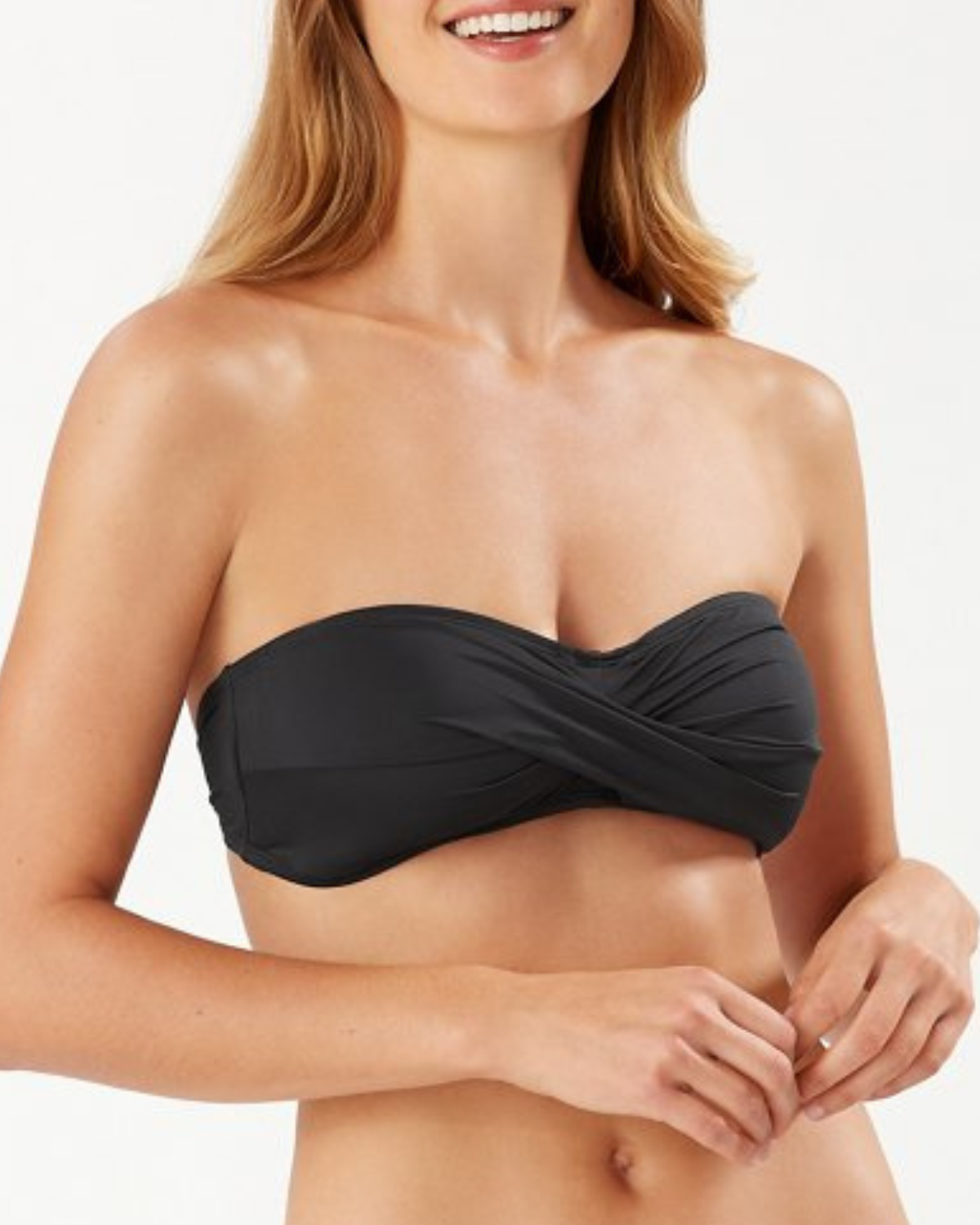 2025 Tommy Bahama Pearl Solids Twist Front Bandeau Bikini Top - Tsw31006t