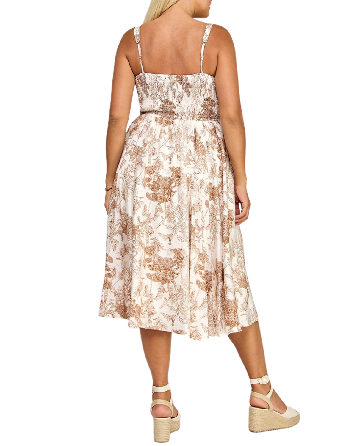 Blush BJ Plus Size Plus Square Neck Smocked Midi Dress With Pockets - D5520X