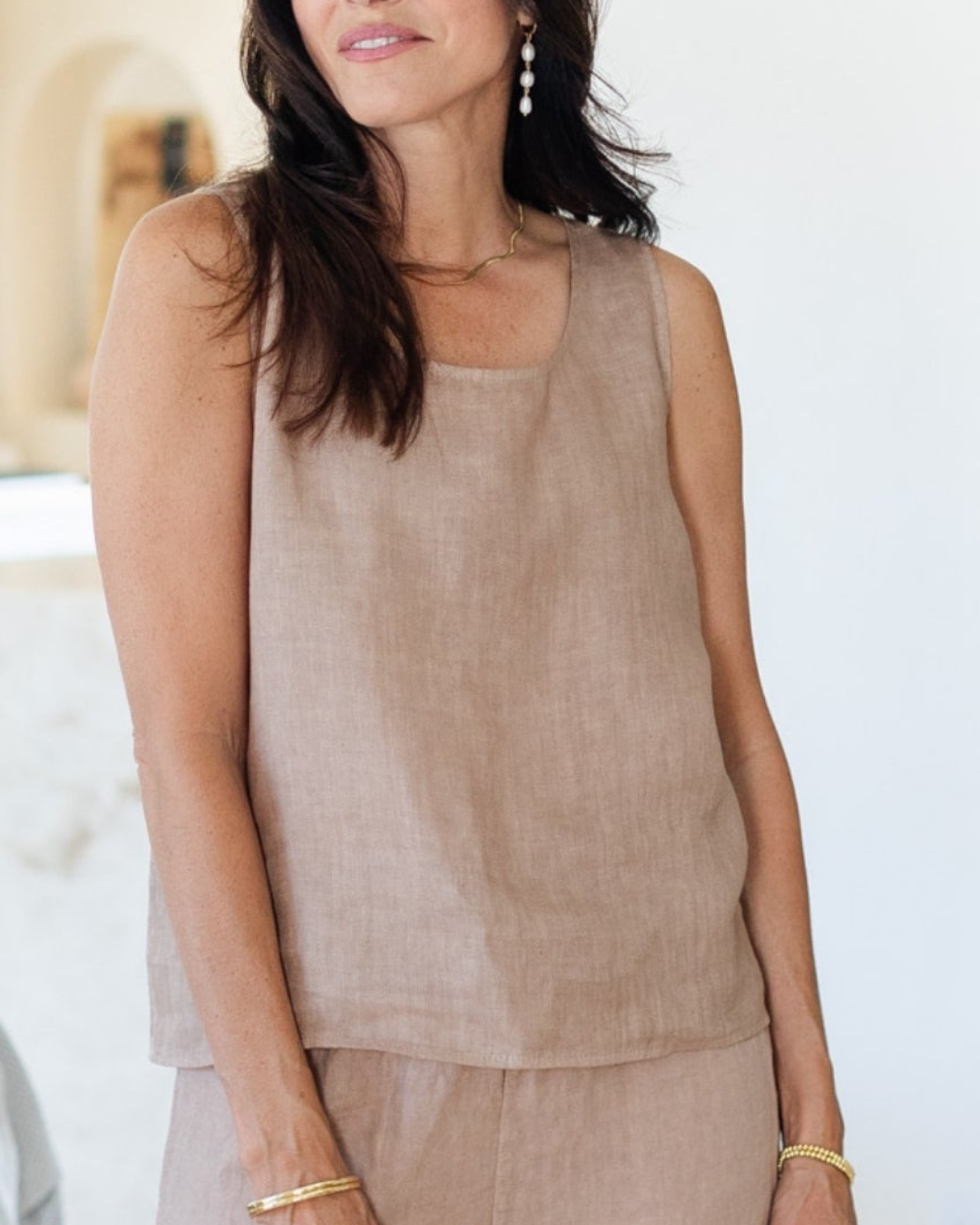 Splendid Iris Linen Boxy Tank w/Button Back - 21-221