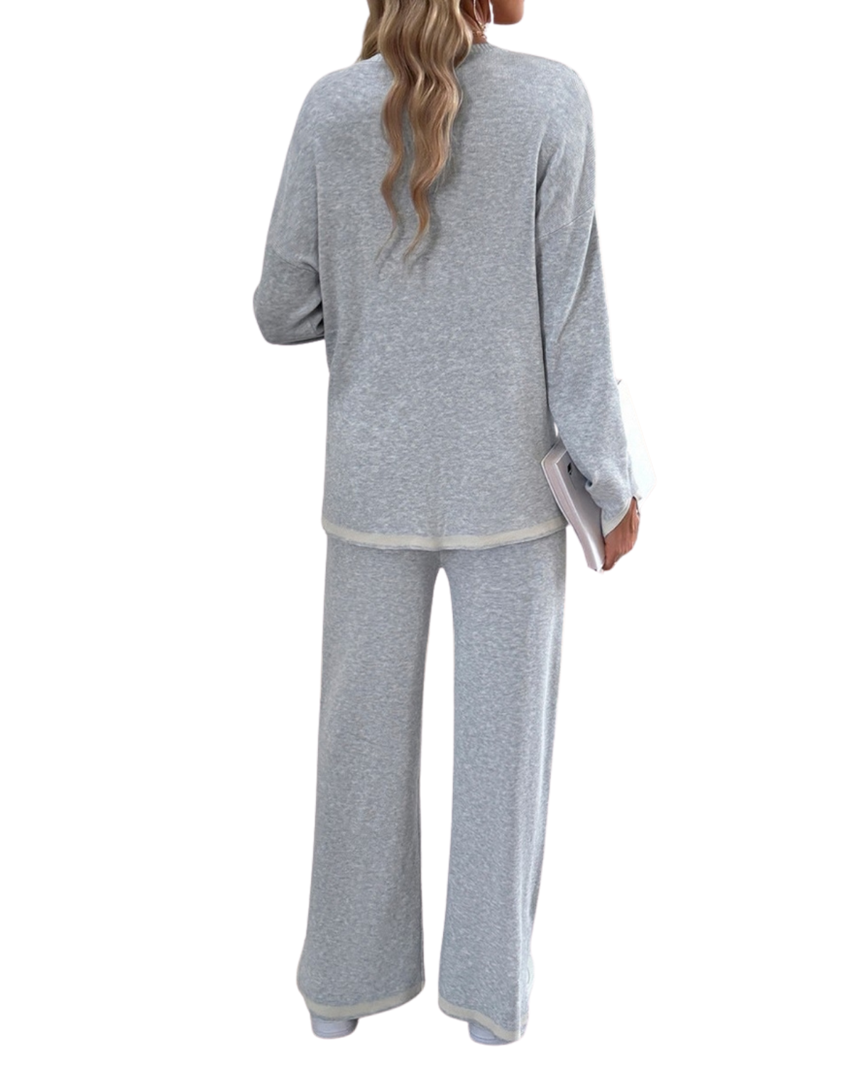 NINEXIS Round Neck Long Sleeve Sweater Pants Set - CWSTB0346