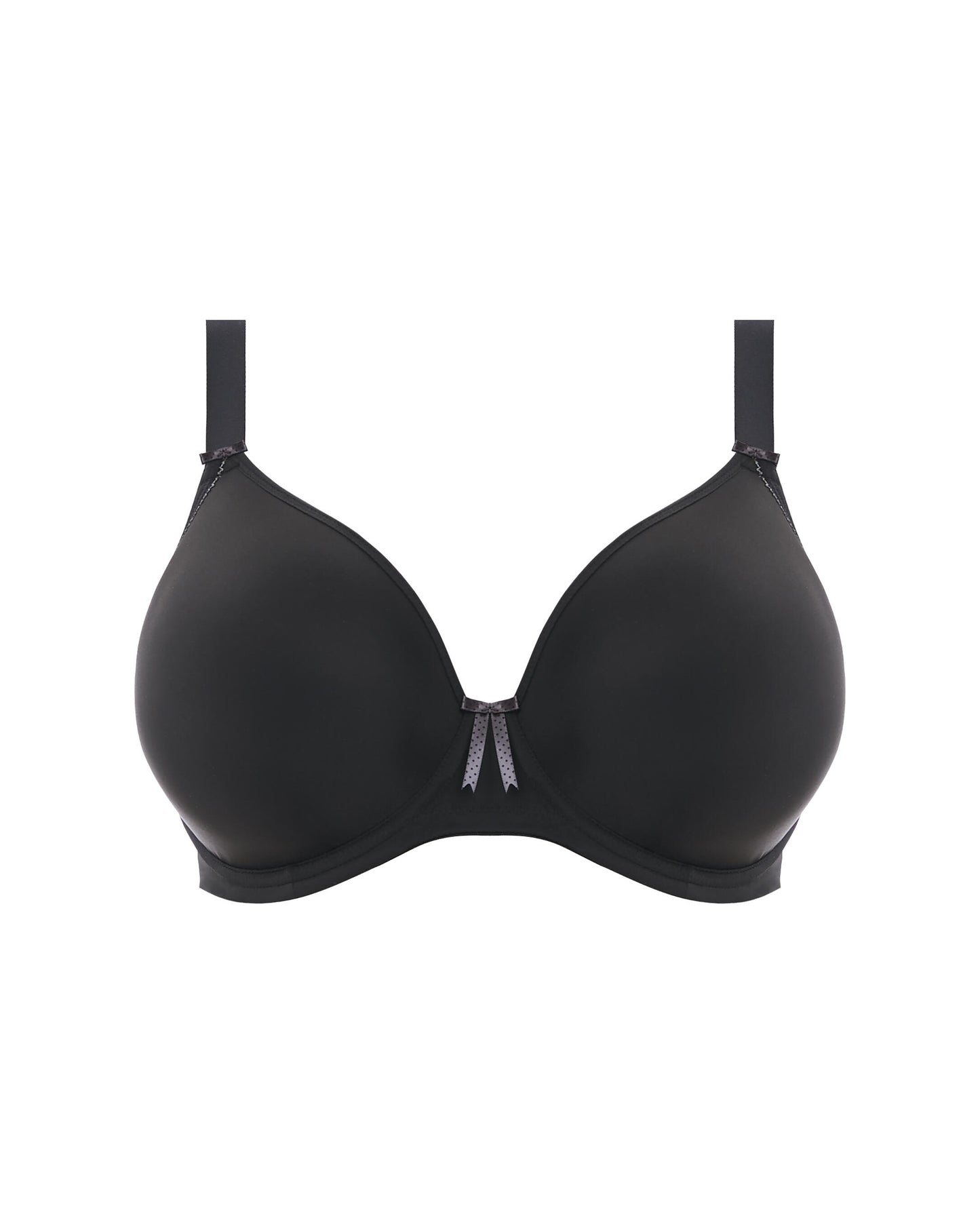 Flat lay of a molded underwire t-shirt bra in black