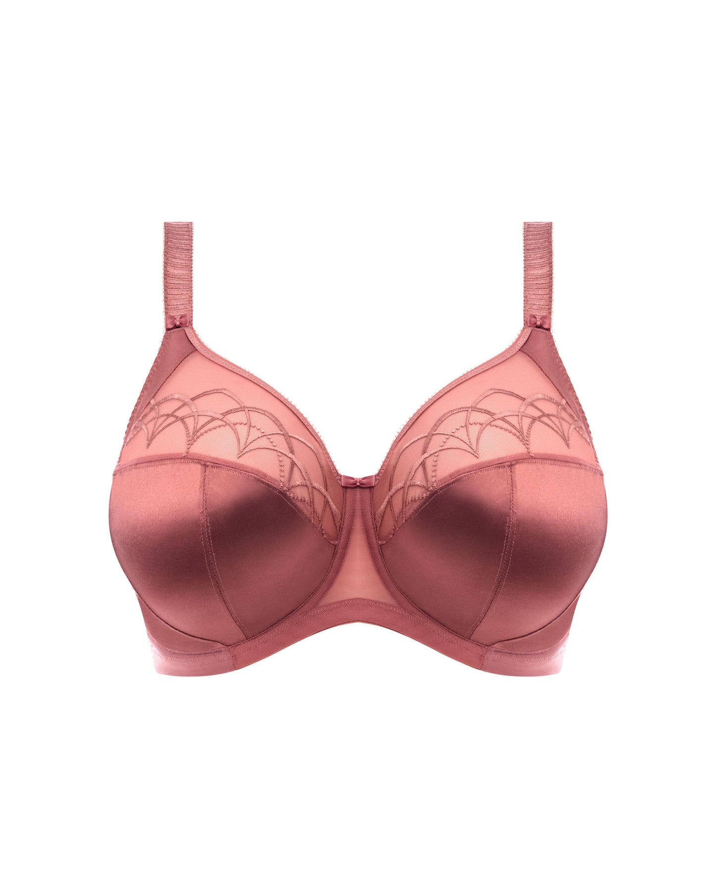 Flat lay of a soft cup underwire bra in rose pink