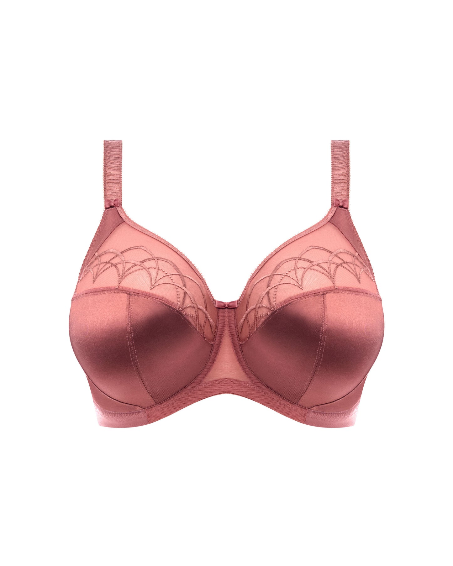 Flat lay of a soft cup underwire bra in rose pink