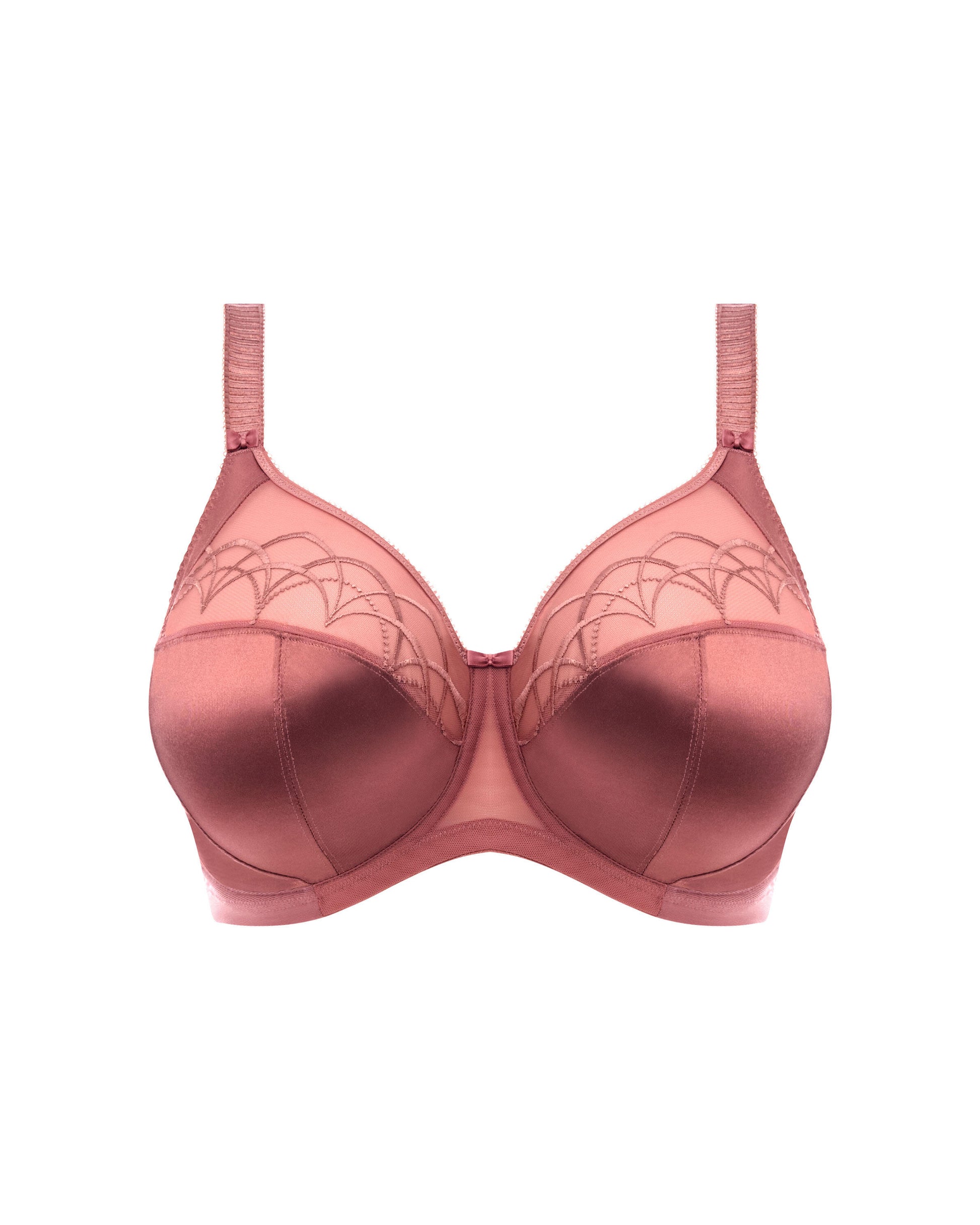Flat lay of a soft cup underwire bra in rose pink