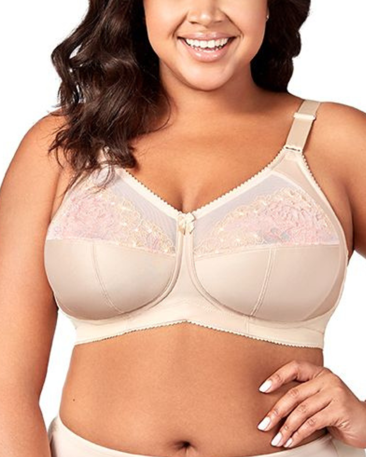 Plus Size Bra Without Underwire with Soft Cups and Wide Straps - Ava