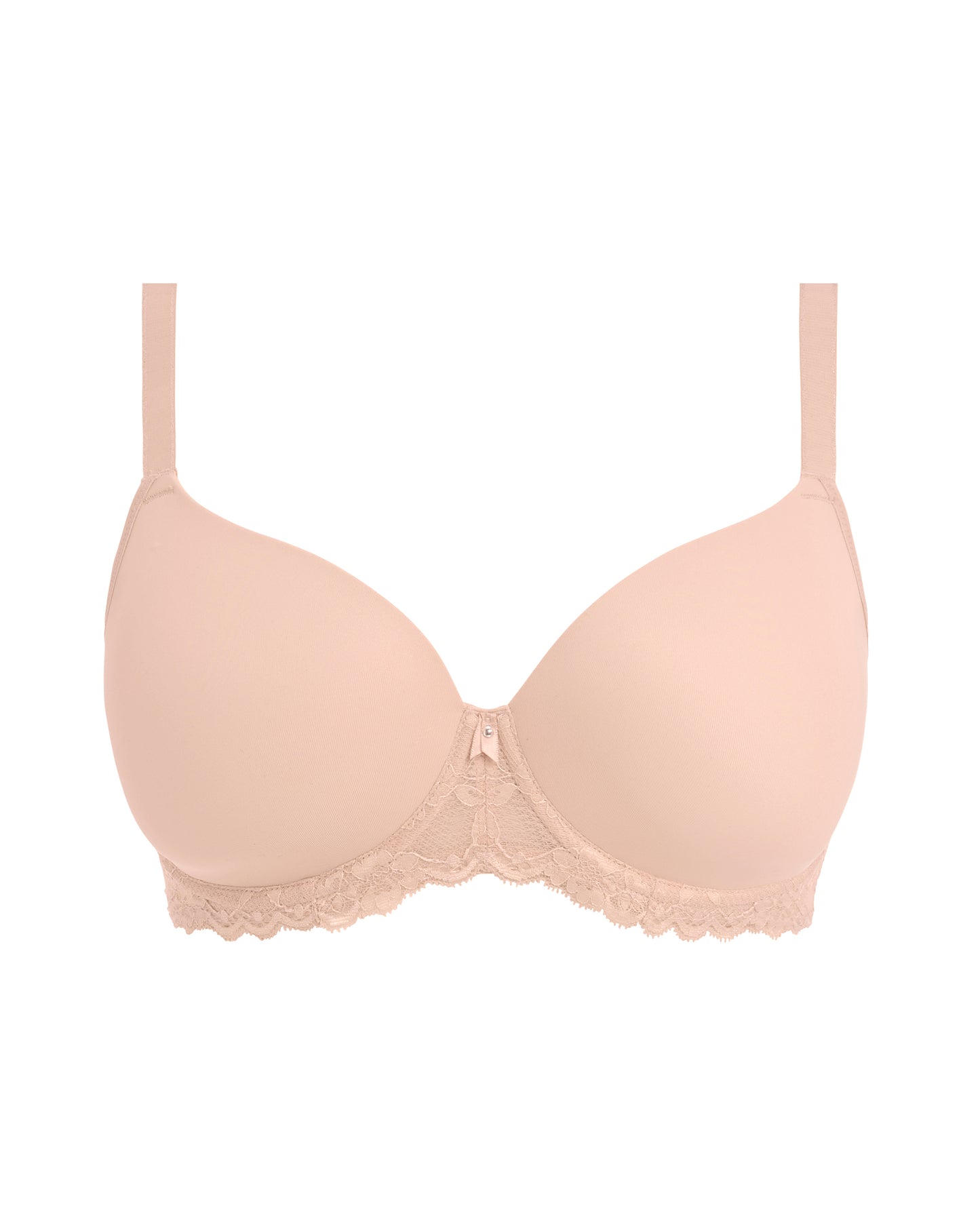 Flat lay of an underwire molded demi bra in beige