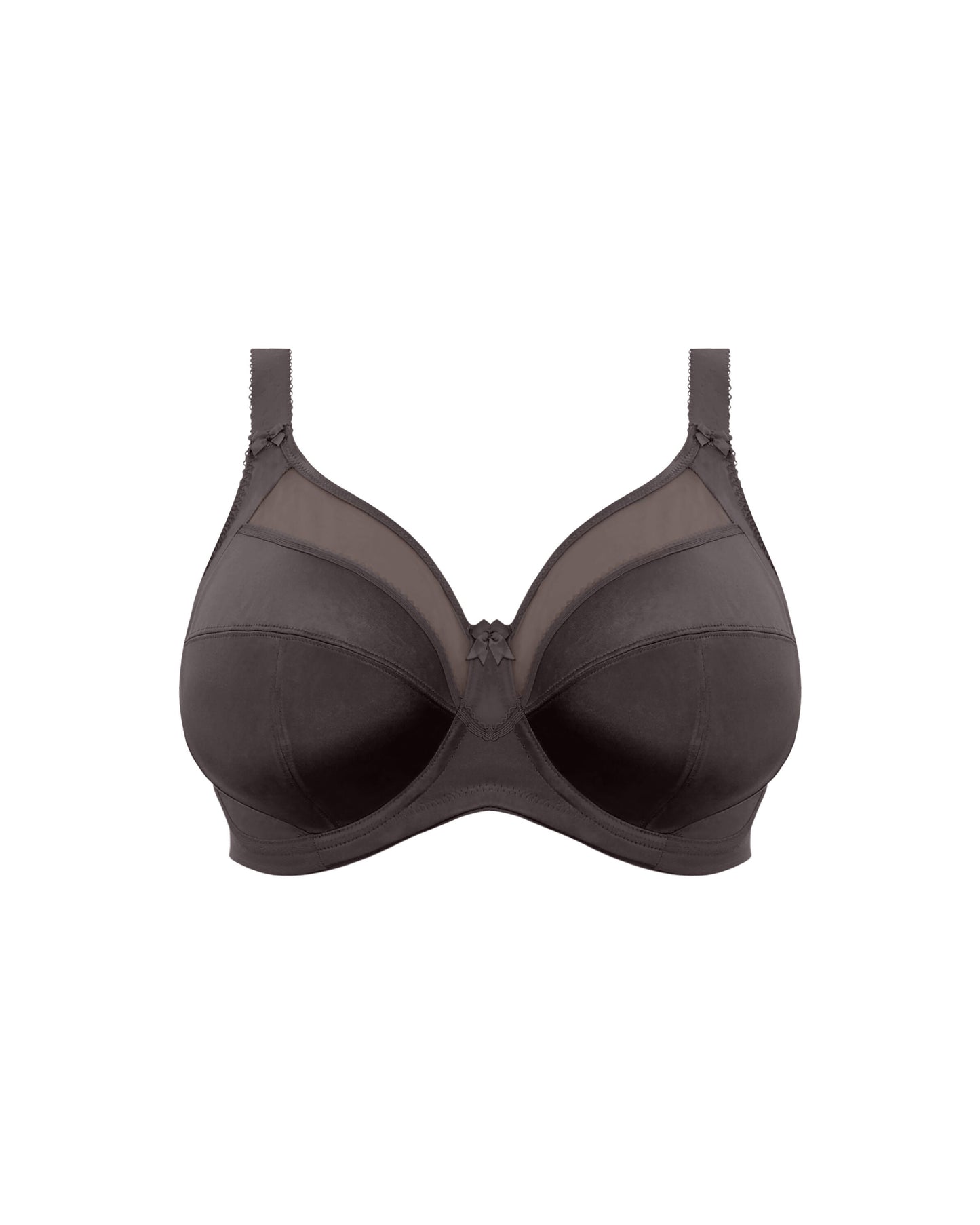 Flay lay of a cut and sew underwire banded bra in chocolate brown