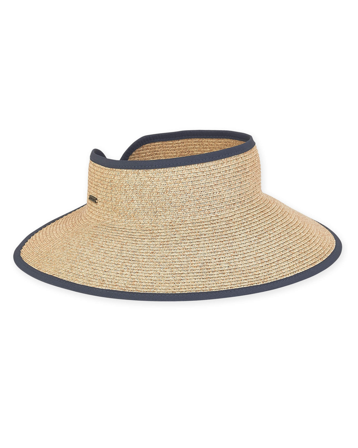 Roll up visor hat with a navy trim