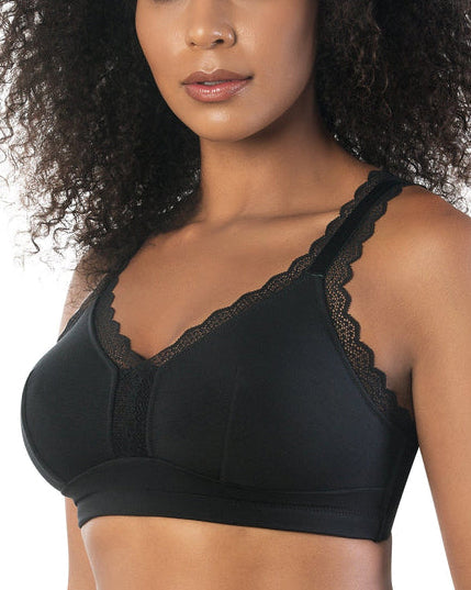 Model wearing a wire free bralette in black