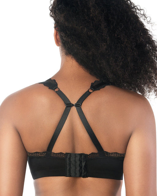 Model wearing a wire free bralette in black