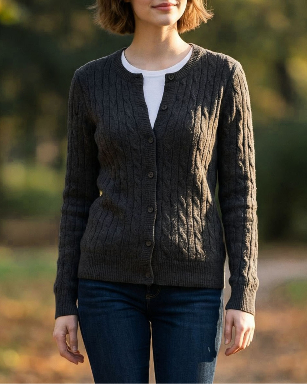 42POPS Classic Cable-Knit Sweater Cardigan - 23385-145598