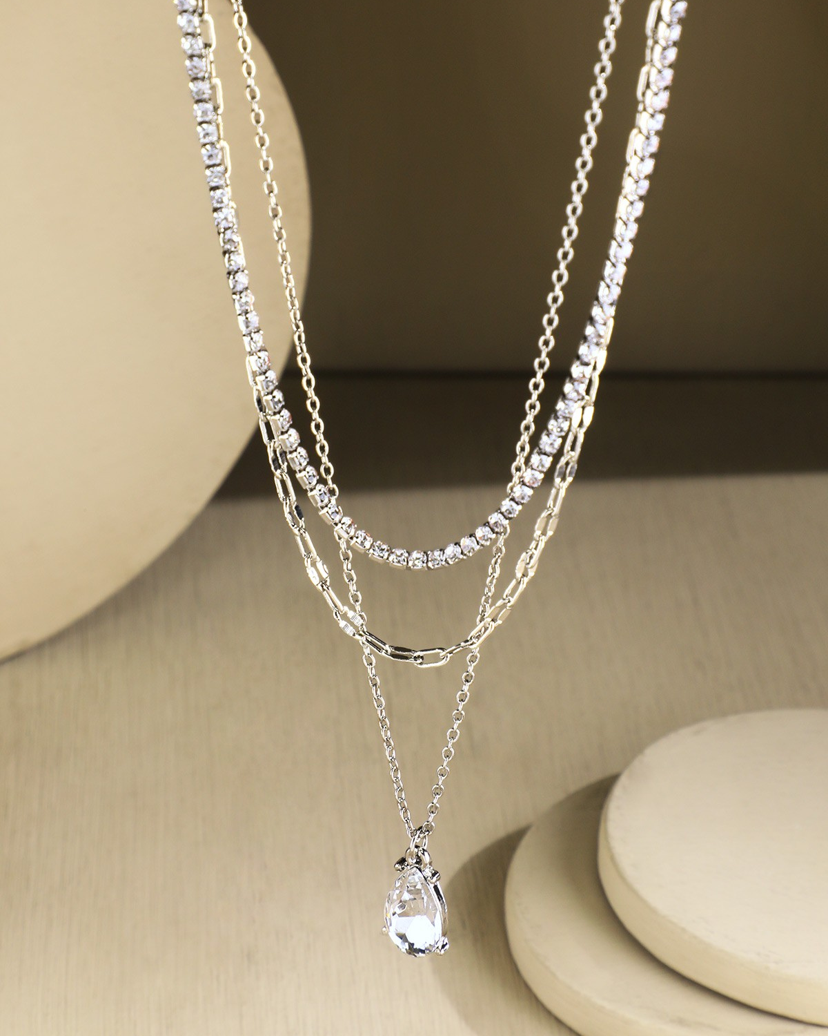 Urbanista Triple Layer Crystal Teardrop Pendant Necklace - B01qn4629