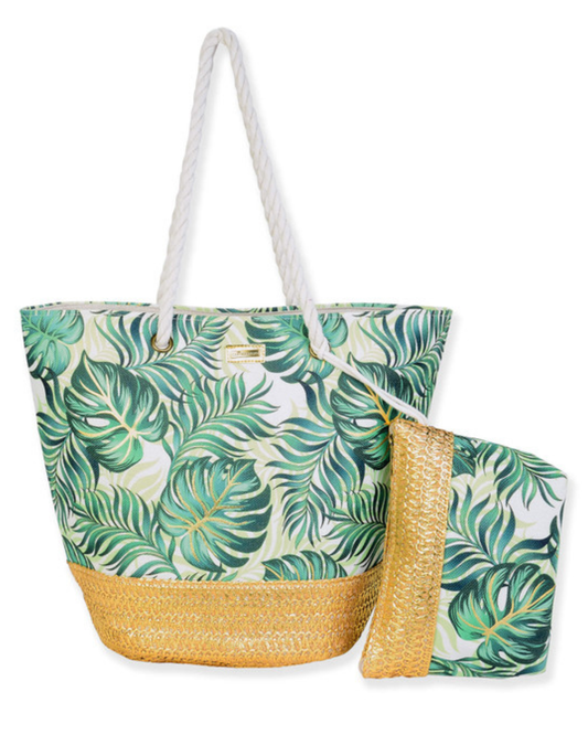 Sun N Sand Caribbean Joe Palm Frond Shoulder Tote - CJ8890