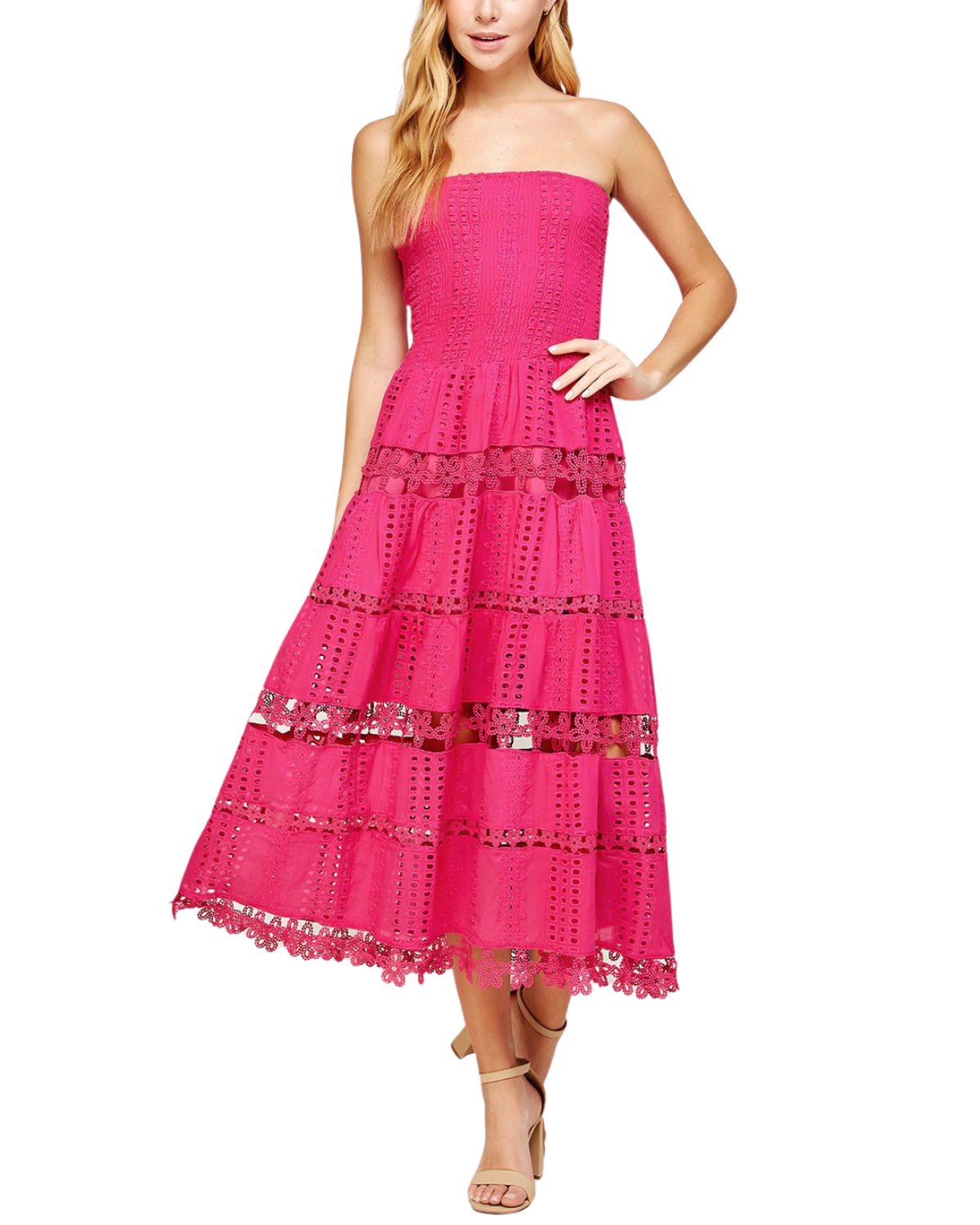 Strut & Bolt Eyelet Midi Dress (More Colors Available) - D-2192-H