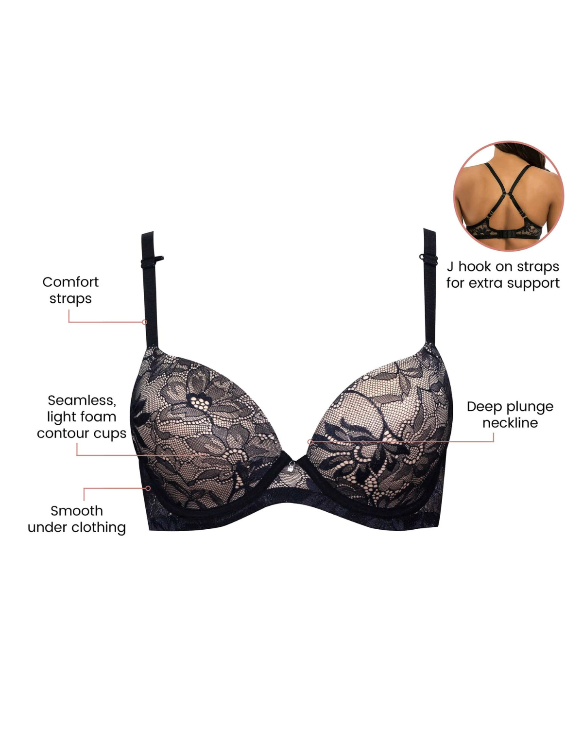 Parfait Luxlacy Full Busted Lace Molded Padded Everyday Basic Wired T-shirt Bra - P2000