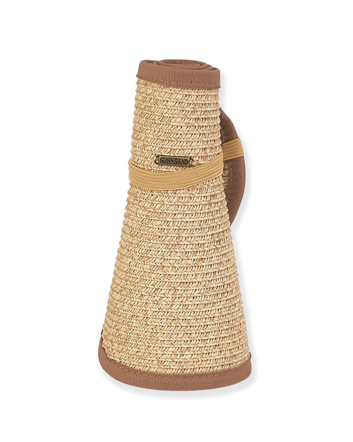 Roll up visor hat with a brown trim