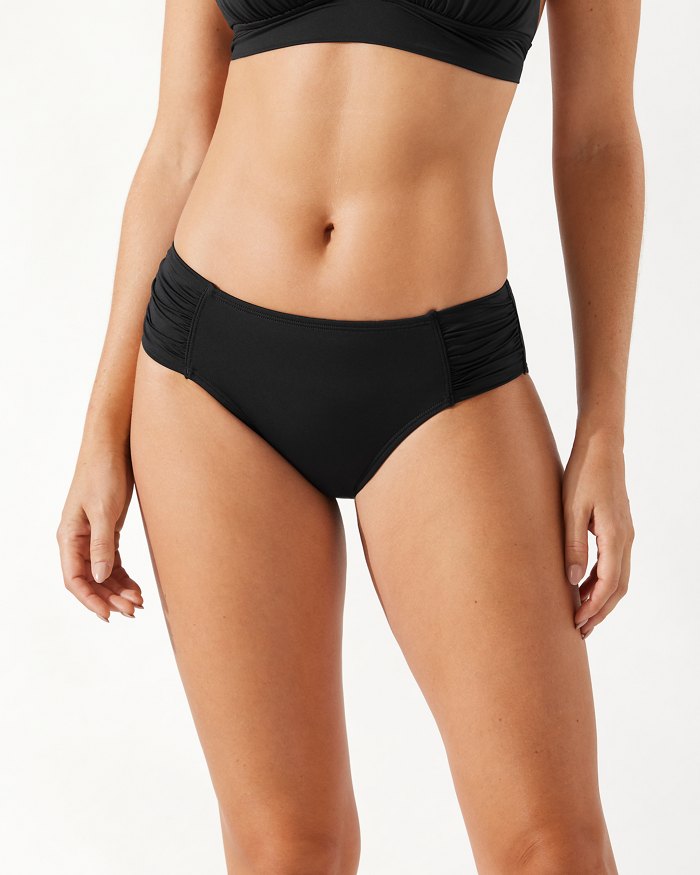 2023 Tommy Bahama Pearl High-Waist Side-Shirred Bikini Bottoms