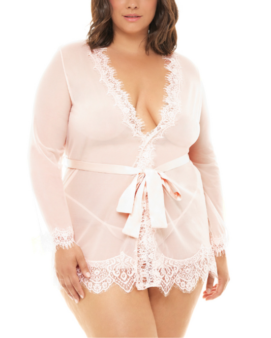 Oh La La Cheri Curvy Provence Sheer Shortie Robe - 94-11136X