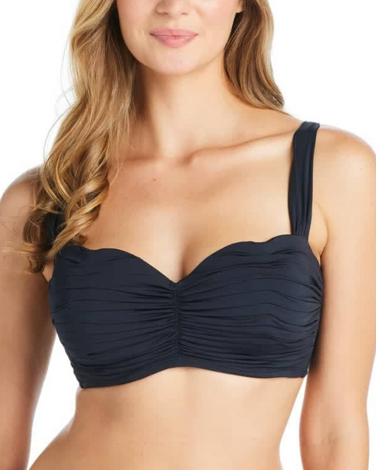 Bleu by Rod Beattie Kore Underwire D Cup Shirred Bandeau Bikini Top - Rbkk00179
