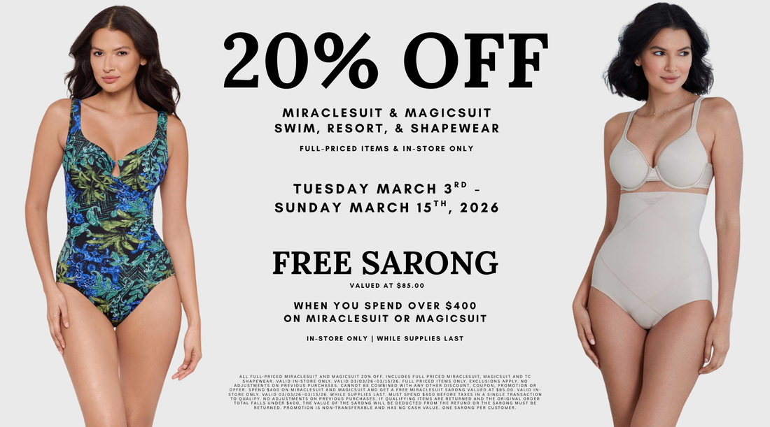 Miraclesuit & Magicsuit 20% OFF Sale + FREE Sarong – March 3–15, 2026 (In-Store Only)
