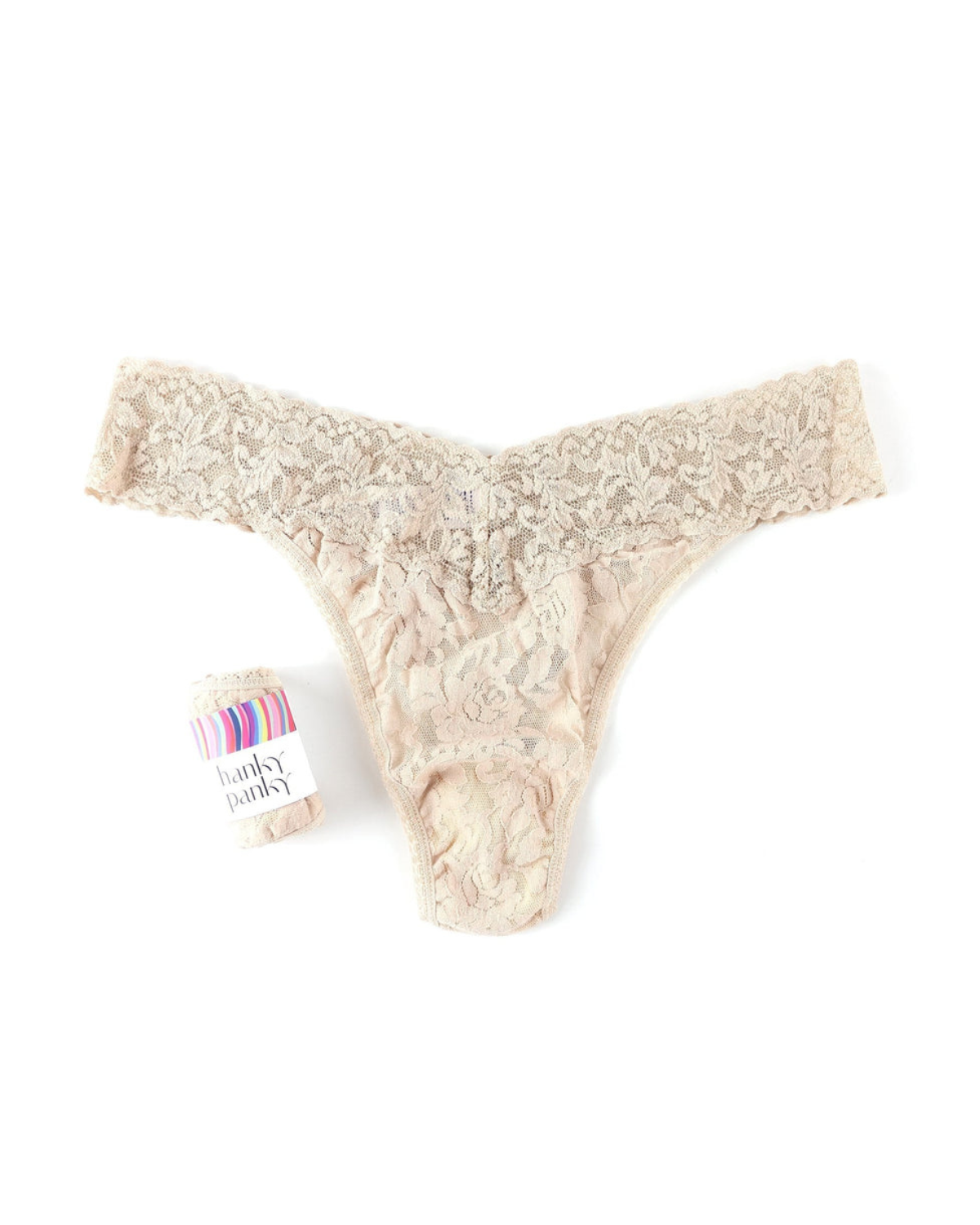 Flat lay of a beige thong