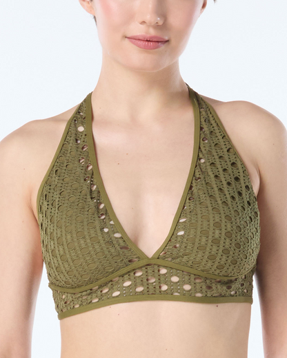 2025 Carmen Marc Valvo Living Paradise Crochet Halter Bikini Top (More Colors Available) - C21962