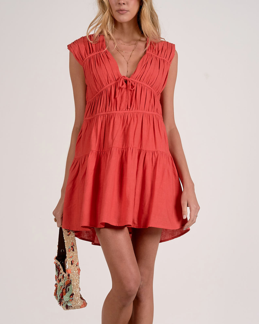 Elan Tiered Mini Dress - Tl50218 (More Colors Available)