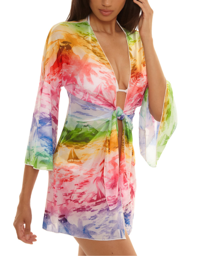 Becca by Rebecca Virtue Fiji Tie Front Tunic Cover Up - 1838671