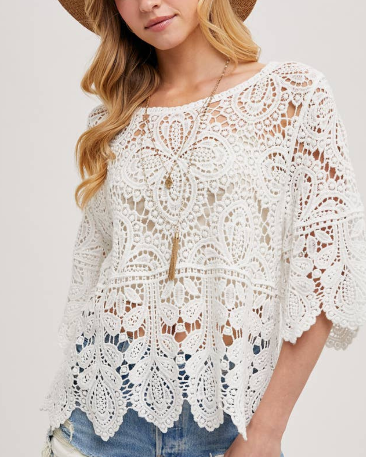 BluIvy Crochet Lace Top - T00633