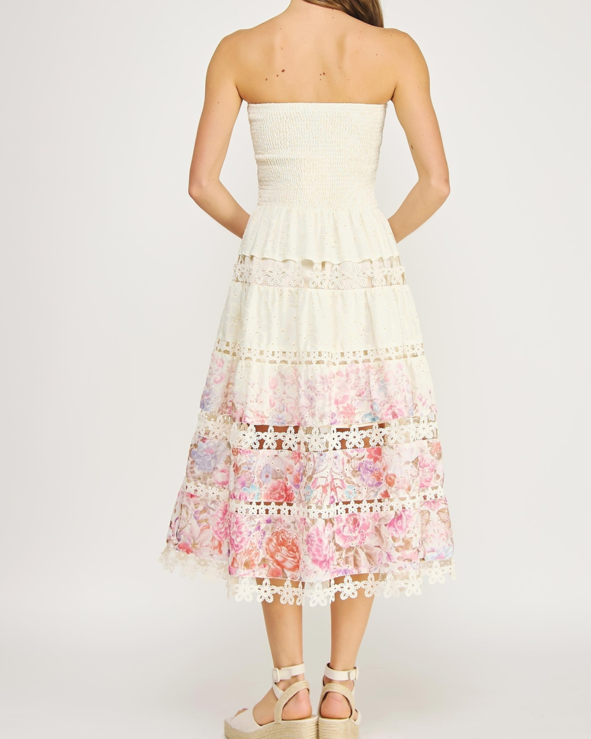 Strut & Bolt Eyelet Lace Tube Dress in Floral Print - D-10919-H