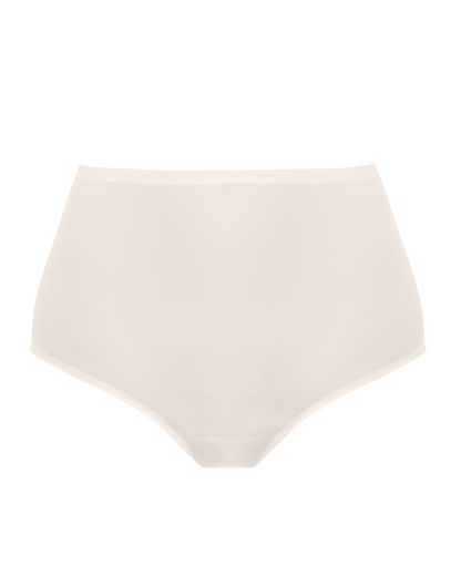 Flat lay of a seamless stretch full brief in white
