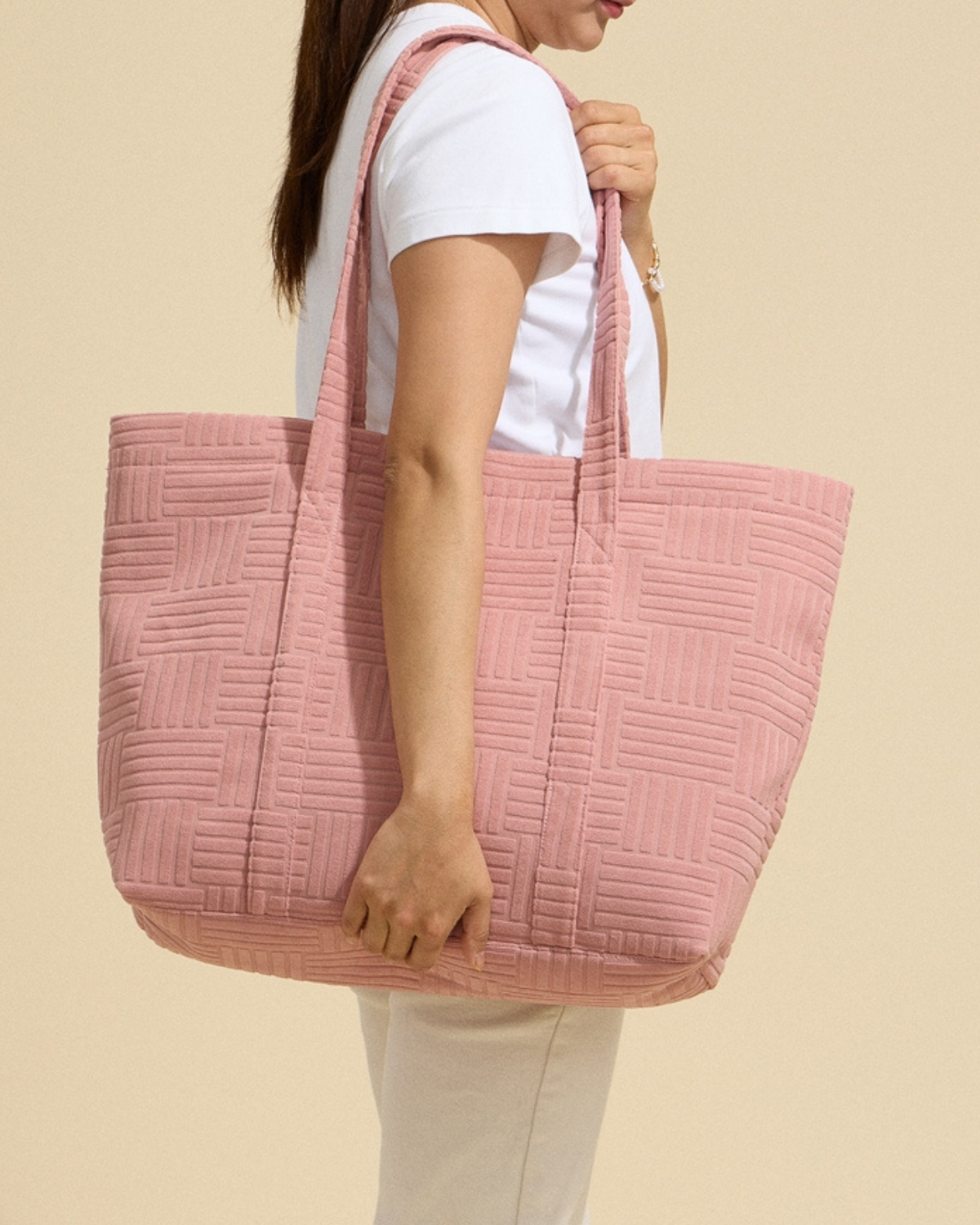 Frem Quilted Tote Bag with Woven Texture (More colors available) - M-5Ag78035