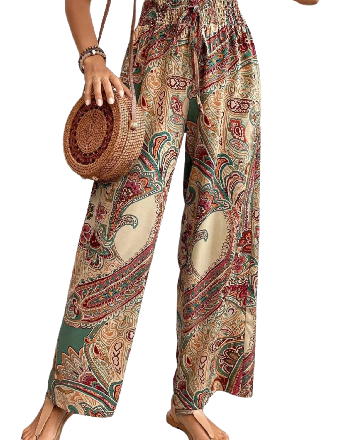NINEXIS Printed Elastic Wide Leg Pants - CWBMP0140