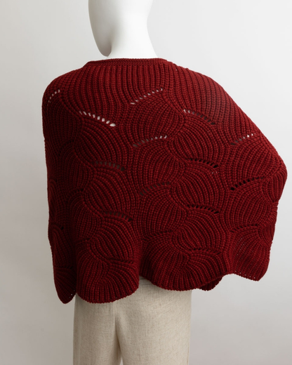 Leto Ribbed Knit Pattern Poncho with Sleeves (More colors available) - Yp-3021