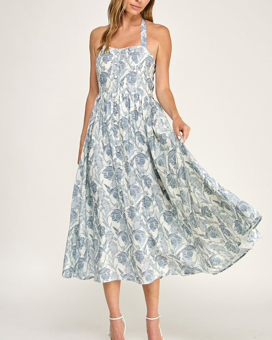 Blush BJ Floral Halter Midi Dress - D5713