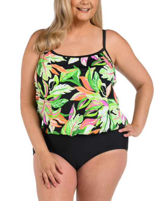 2025 Maxine of Hollywood Plus Rainforest Rainbow Blouson One Piece - MW5EQ73