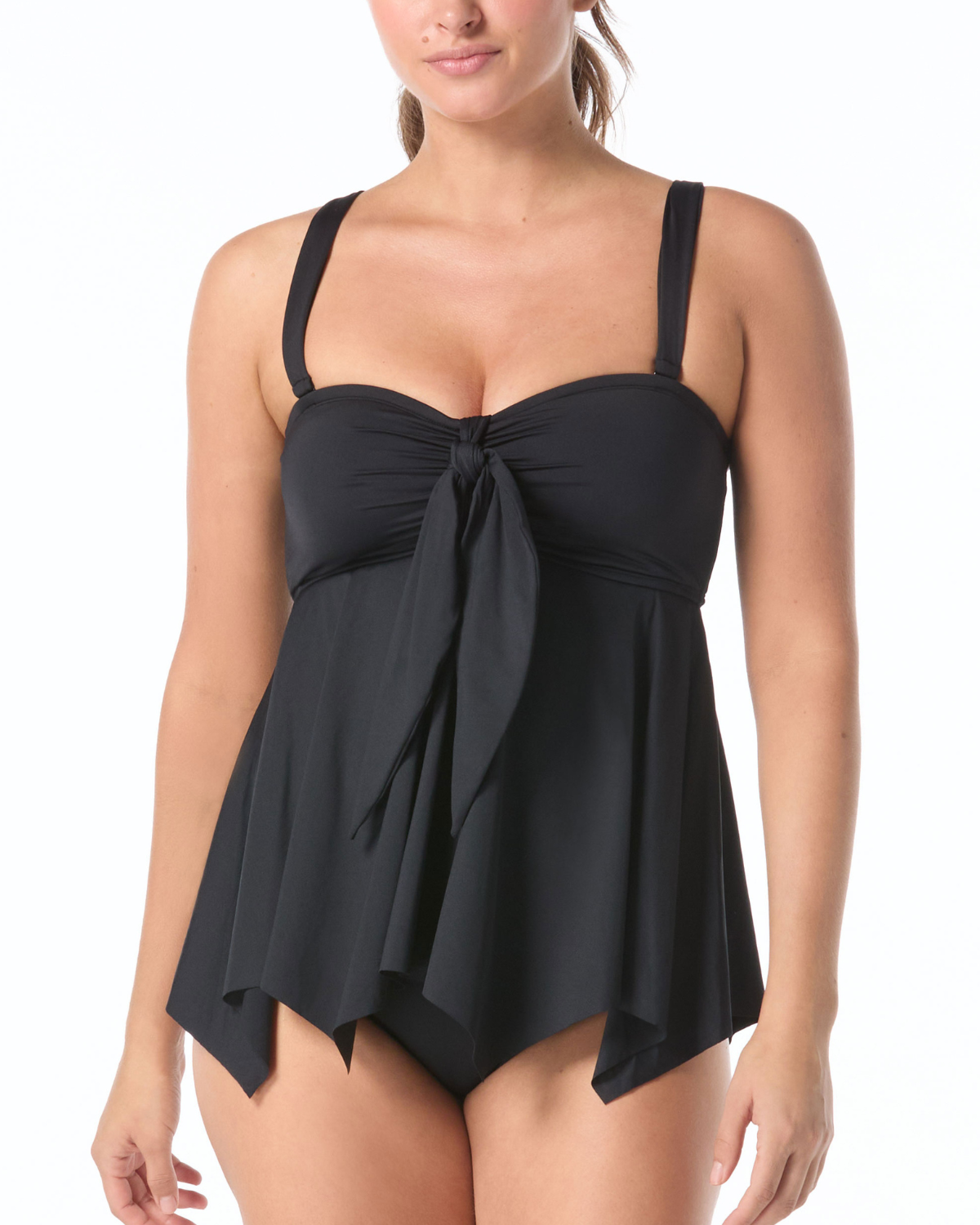 Coco Reef Classic Solids Goddess Bra Sized Underwire Bandeau Tankini Top - U95073