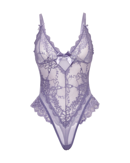 Oh La La Cheri Valentine Sheer Lace Teddy - 52-10824