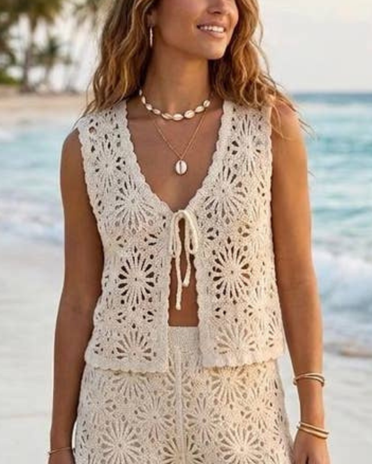 Pick Pink Crochet Knit Vest - Mn1125vest