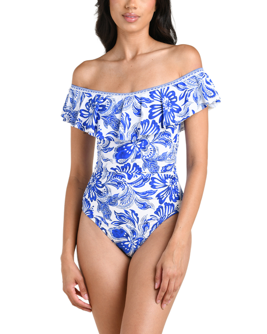 La Blanca Botanical Brocade Off Shoulder - LB6CC11