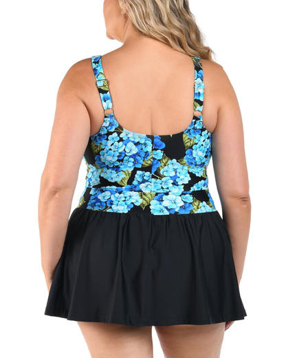 Maxine of Hollywood Plus Chantilly Blooms Empire Swim Dress One Piece - Mw6mc40